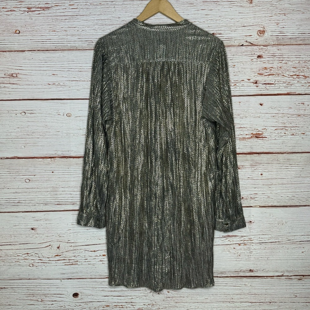 Sabina Musayev Eugene Gold Tied Shimmer Tunic Dress Sz M - Picture 14 of 16